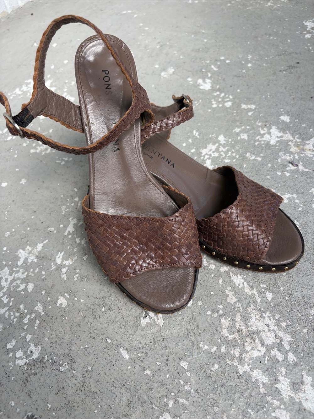 Pons Quintana woven chunky kitten heels